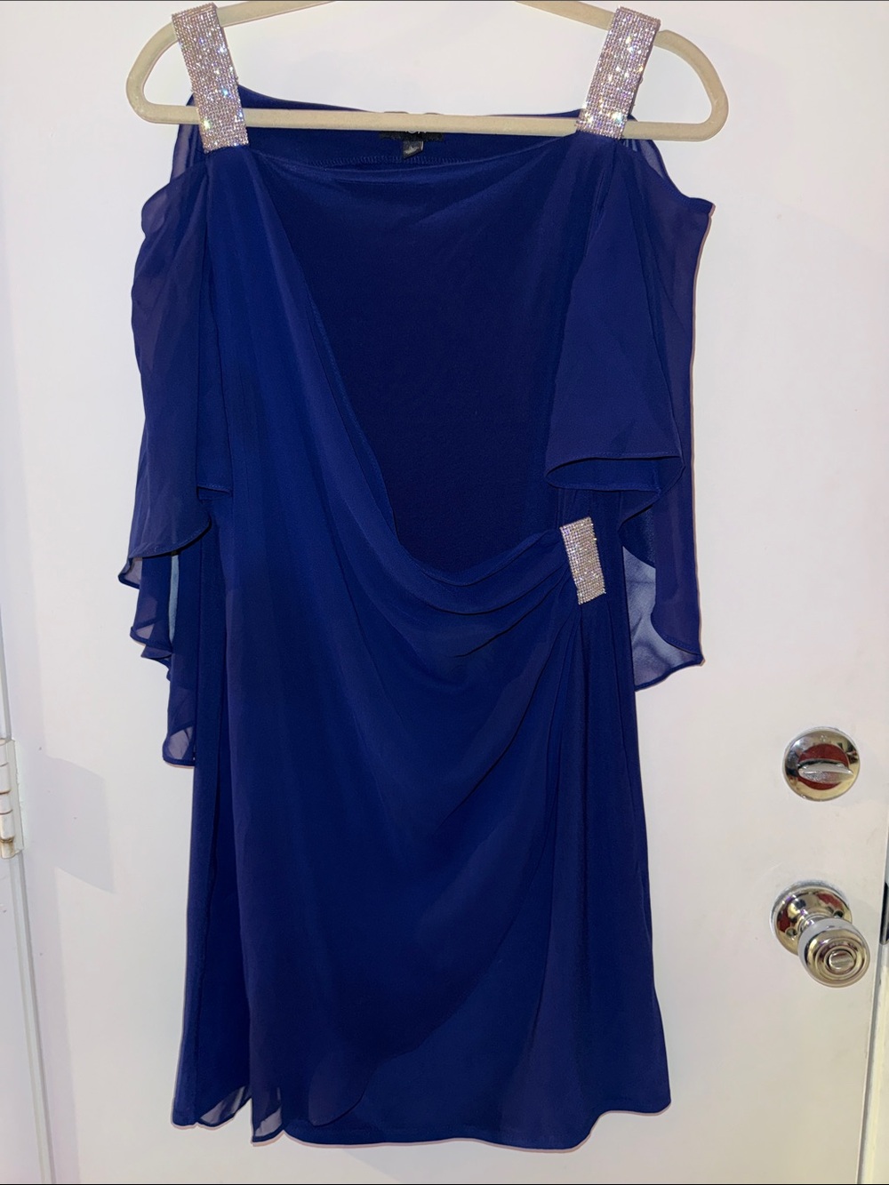 MSK Royal Blue  Chiffon Dress with Rhinestone Straps